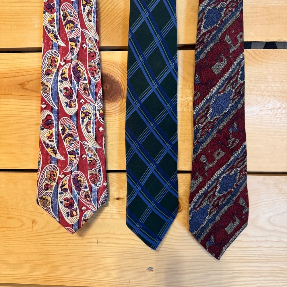 Ralph Lauren Vintage Men’s Silk Tie Lot Of 3 Chaps Polo Paisley Plaid - Picture 9 of 10